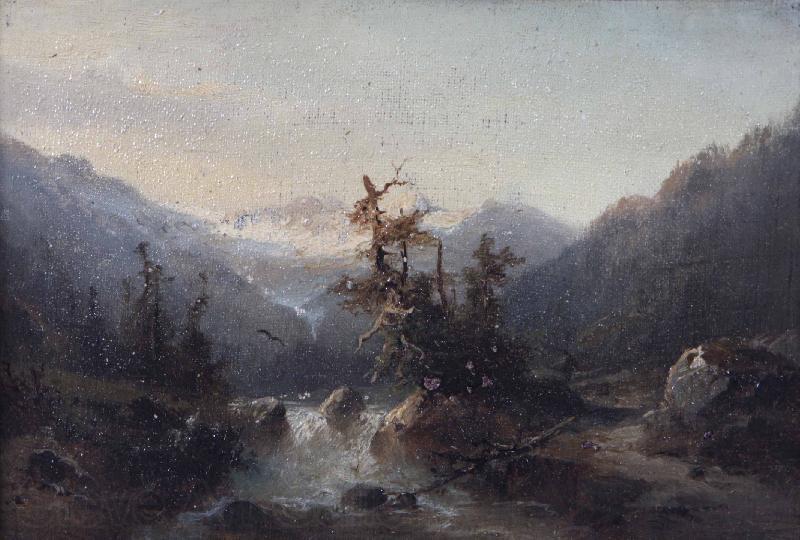 Johann Hermann Carmiencke A mountain stream Norge oil painting art